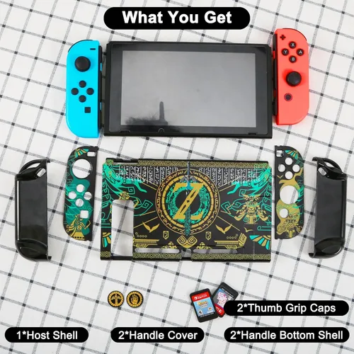 Vista 7 de Yebowe Zelda - Funda protectora para interruptor acoplable, carcasa rígida a prueba de golpes, resistente a los arañazos, Joy Con Skin, funda