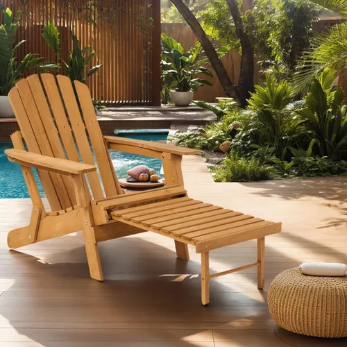Vista 9 de Silla Adirondack plegable de madera para exteriores con respaldo y tabla de asiento premontados, capacidad de 330 libras, silla de madera de gran