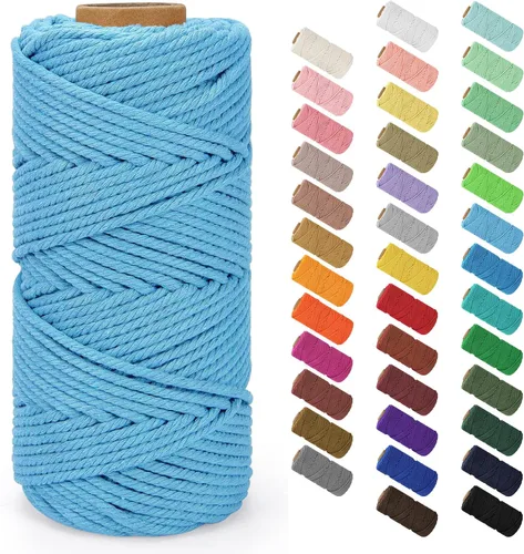 Vista 22 de Cuerda de macramé de 0.079 in x 220 yardas (656 pies), cuerda de algodón natural para colgar en la pared, ganchos de plantas, manualidades Verde