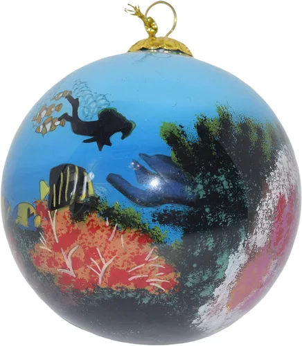 Vista 14 de Adorno de Navidad pintado a mano, vidrio soplado, adorno de árbol colgante, decoración navideña, Key West