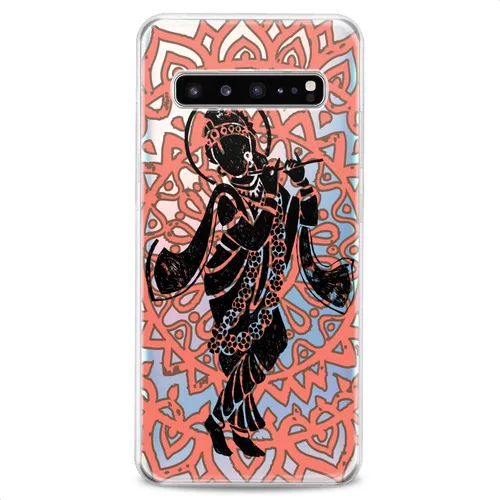 Vista 4 de Funda compatible con Samsung A91 A54 A52 A51 A50 A20 A11 A12 A13 A14 A03s A02s Dancing Krishna Soft Absolute God Design Hinduism Print Mantra Clear