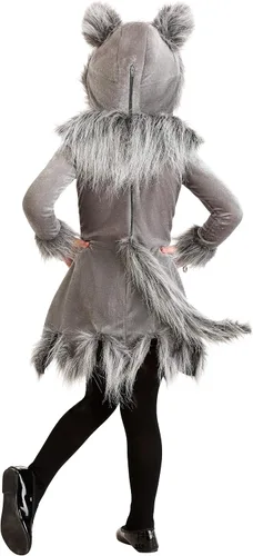 Vista 3 de Disfraz de lobo gris para niñas pequeñas