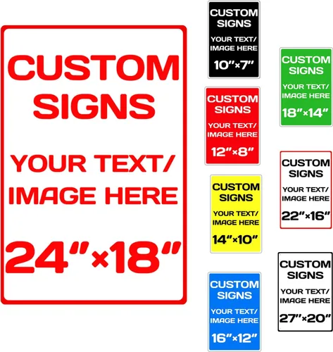 Vista 45 de Letreros metálicos personalizados de aluminio resistentes a la intemperie, texto e imagen personalizados, varios tamaños, peligro, jardín, puerta