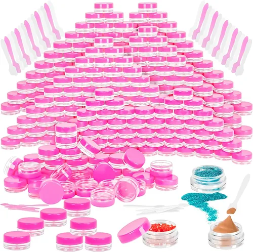 Vista 12 de 100 paquetes de botes de plástico de 3 g con tapas, botes de cosméticos redondos transparentes de 3 ml, botes de maquillaje de 3 gramos