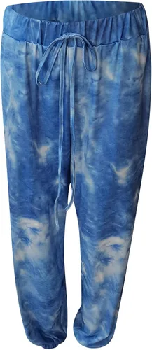 Vista 3 de Stessotudo Pantalones casuales de teñido anudado para mujer, con cordón y cintura alta, pantalones de harén de ajuste holgado, pantalones