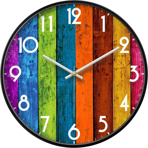 Vista 10 de Relojes de pared modernos que funcionan con pilas azules, reloj de pared analógico silencioso de gran pantalla, minimalista, redondo, tranquilo