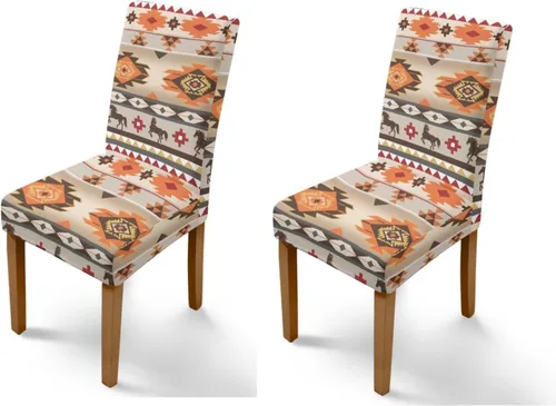 Vista 40 de Rnyleeg Juego de 1 fundas para sillas étnicas para sala de estar, sin brazos, estampado tribal azteca, elásticas, fundas protectoras para sillas