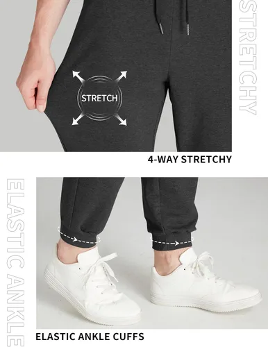 Vista 43 de Idtswch 30/32/34/36/38/40. Pantalones deportivos altos para hombre, extra largos, con bolsillos con cremallera