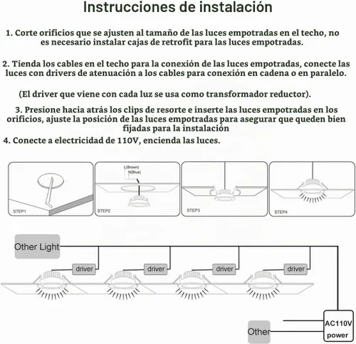 Vista 8 de Paquete de 6 luces LED empotrables de 2 pulgadas, 3 W 2700 K, luz blanca ultra cálida regulable, mini lámparas empotrables con controlador LED 2700