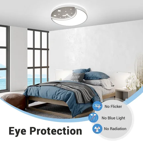 Vista 7 de Lámparas de techo de 12 pulgadas, lámparas creativas de luna y estrella para dormitorio, 3 temperaturas de color seleccionables, lámparas de techo