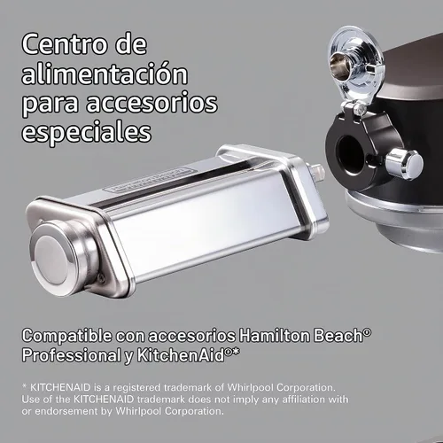 Vista 5 de Hamilton Beach Professional Batidora de Pie Totalmente Metálica con Hub de Accesorios Especializados, Tazón de 5 Cuartos, 12 Velocidades, Incluye