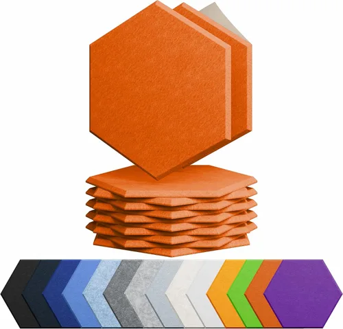 Vista 22 de Amantech - Paquete de 12 paneles acústicos autoadhesivos de espuma acústica a prueba de sonido, alta densidad, hexagonales, 12 x 10.23 x 0.4 Beige