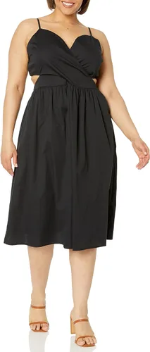 Vista 4 de The Drop Vestido midi Makenna con tirantes cruzados y espalda fruncida para mujer Negro