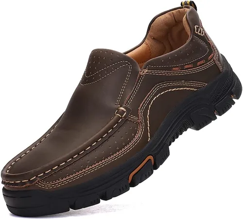 Vista 10 de Venshine Mocasines casuales para hombre, zapatos de cuero para caminar Negro1