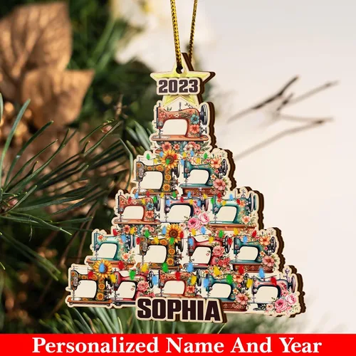Vista 3 de V VIBEPY Adornos de costura personalizados impresos en todas partes, adornos de Navidad de costura, adornos de edredón, adornos de 3.5 pulgadas, 3