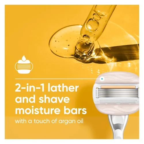 Vista 5 de Venus Moistureglide - Maquinilla de afeitar para mujer, mango reutilizable, 2 recambios de cuchillas de afeitar y soporte de ducha