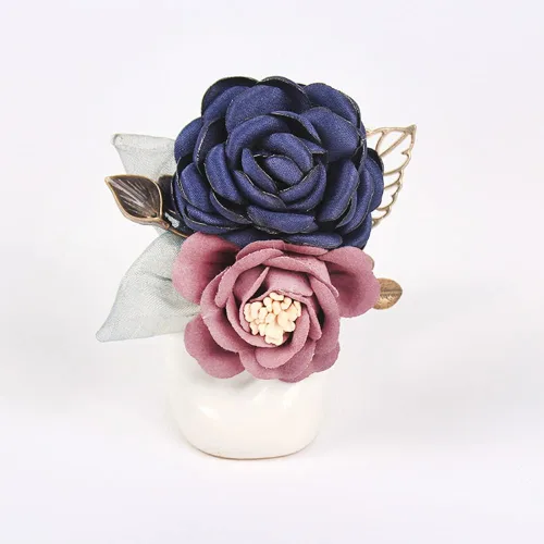 Vista 2 de Broche de flores de tela para mujer, broche de moda, horquilla, cabeza de flor, doble propósito (multicolor opcional)