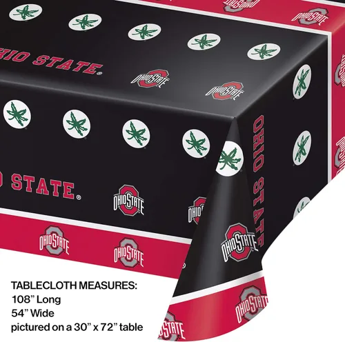 Vista 2 de Creative Converting The Ohio State University - Mantel de plástico para mesa, 54 x 108 pulgadas