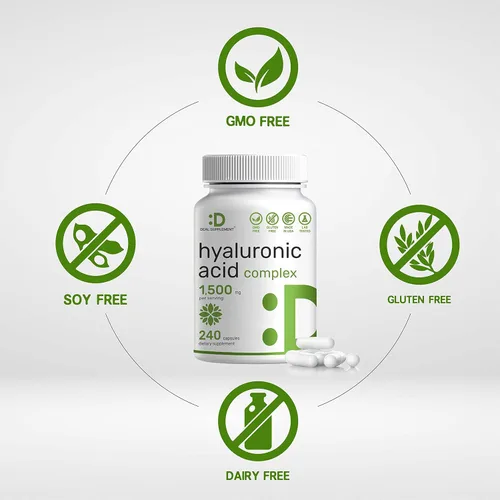 Vista 3 de DEAL SUPPLEMENT Complejo de ácido hialurónico 1,500 mg - 240 cápsulas, con MSM y vitamina C
