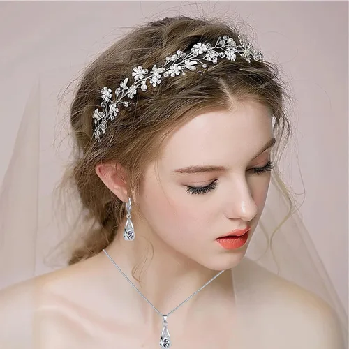 Vista 2 de IFKM Silver Jewelry Sets for Women Rhinestone Crystal CZ Bridal Bridesmaid Accessories Necklace Earrings set for Wedding Prom Anniversary Birthday