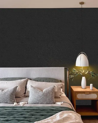 Vista 6 de Cohoo Home Papel pintado de seda negra para despegar y pegar para dormitorio Papel de contacto texturizado sólido negro para gabinetes y cajones