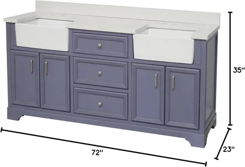 Vista 3 de Kitchen Bath Collection Zelda - Mueble de casa de campo doble de 72 pulgadas (cuarzo/gris polvo): incluye gabinete gris polvo con impresionante