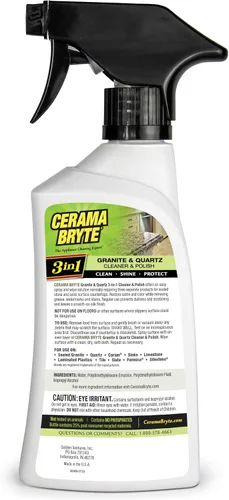 Vista 2 de Cerama Bryte - Limpiador y esmalte de granito y cuarzo, botella de 16 onzas y 2 almohadillas