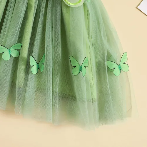 Vista 8 de Dcohmch Disfraz de Halloween para niña pequeña, alas de hada, mariposa, sin mangas, tutú