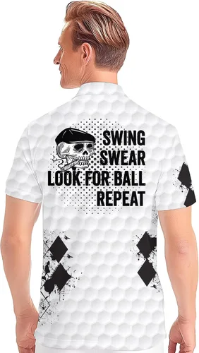 Vista 3 de PAGYMO Golf Shirts for Men Crazy Print Hawaiian Funny Mens Polo Shirt
