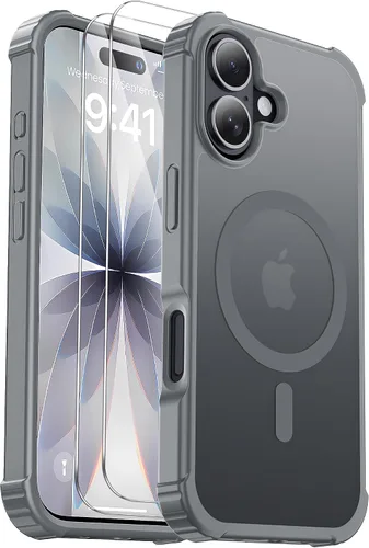 Vista 23 de Funda para iPhone Air [compatible con MagSafe] [2 protectores de pantalla] [prueba de caídas de grado militar] Funda magnética resistente