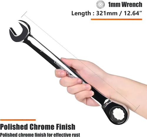 Vista 2 de Egofine Llave combinada de trinquete de 1 pulgada SAE, llave de engranajes de grado industrial con diseño de 12 puntos, trinquete de 72 dientes