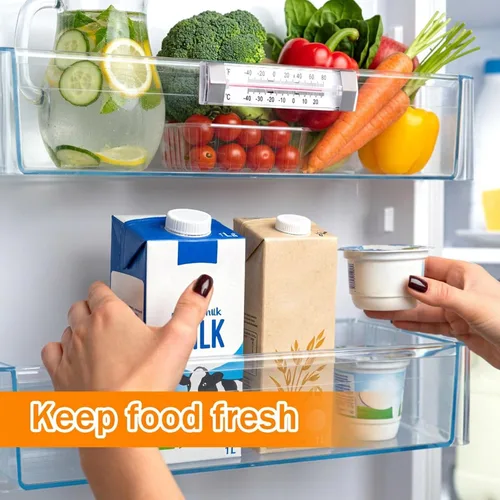 Vista 6 de Paquete de 12 termómetros para refrigerador y termómetro de nevera con función de termómetro de alimentos, termómetro congelador para uso doméstico