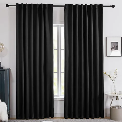 Vista 2 de Deconovo Cortinas 100% opacas para dormitorio, cortina con aislamiento térmico, panel de sala de estar insonorizado, certificado Oeko-TEX, cortinas