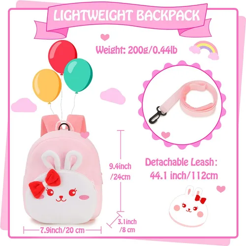 Vista 2 de Mochila pequeña de felpa con correa para el pecho para niños pequeños y niñas con correa para el pecho