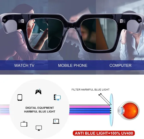 Vista 6 de Blue Light Blocking Glasses for Women Men Metal Round Frame Gris (Smoke Grey)