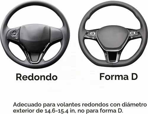 Vista 5 de ALEMODR Funda de cuero negro para volante de coche, cubierta universal de 15 pulgadas para hombres