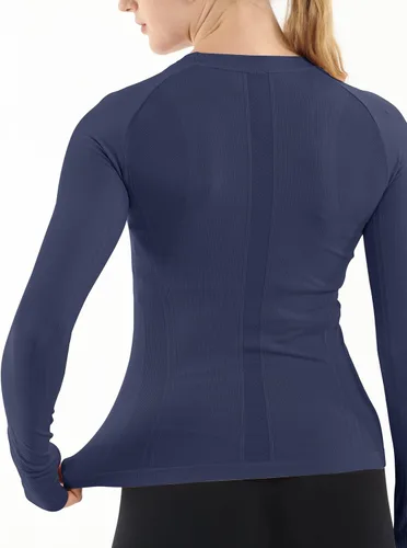 Vista 2 de MathCat - Camisetas de entrenamiento sin costuras para mujer, camisetas de yoga de manga larga, camiseta deportiva para correr, camiseta atlética