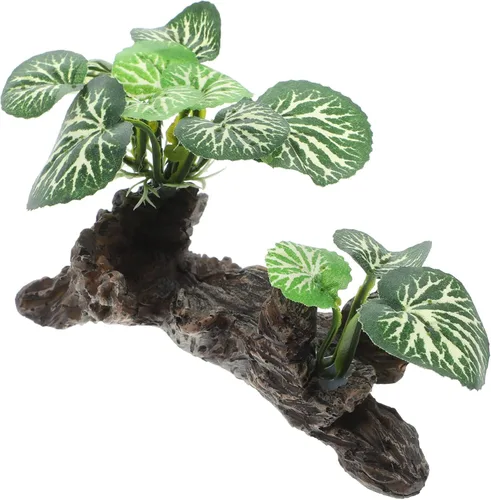 Vista 10 de Ipetboom Plantas de acuario, decoraciones de pecera, rama de esquina de reptil, rama de árbol trepador de resina con hojas, decoración de tanque