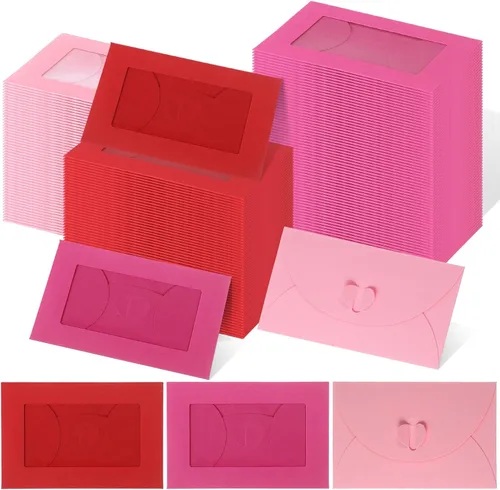 Vista 13 de Uiifan 300 Sobres con Ventana para Tarjetas de Regalo de 4 x 2.8 Pulgadas, Fundas para Tarjetas de Regalo, Mini Sobres con Cierre