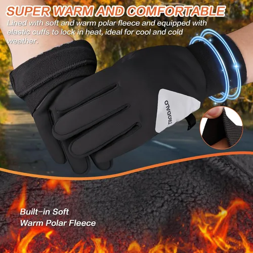Vista 2 de Guantes de invierno para hombres y mujeres, ligeros y reflectantes, guantes deportivos antideslizantes para pantalla táctil, guantes cálidos