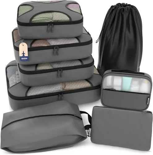 Vista 13 de Shacke Juego de 5 cubos de embalaje para viajes con bolsa de lavandería Juego de 5 - Air Black
