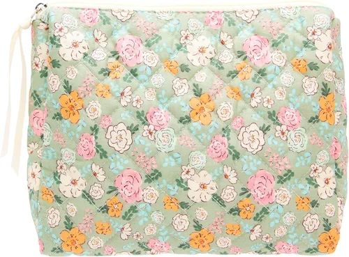 Vista 27 de PAZIMIIK - Bolsa de maquillaje de algodón para mujer, grande, acolchada para viaje, Rosa (Bow Pink), Vintage