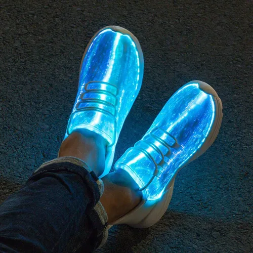 Vista 3 de Hot Dingding Zapatos con luz LED para niñas y niños, zapatos de fibra óptica para niños, zapatillas de deporte LED con carga USB luminosas
