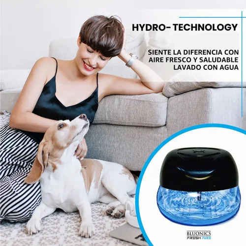Vista 2 de Fresh Aire máquina con fragancia de lavanda Rainmate arcoíris de color negro con 6 luces ledes de color cambiante
