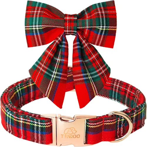 Vista 10 de Tunkoo Pink Daisy - Collar para perro con corbata de lazo de flores, collar ajustable de algodón de alta calidad, hebilla de metal duradera