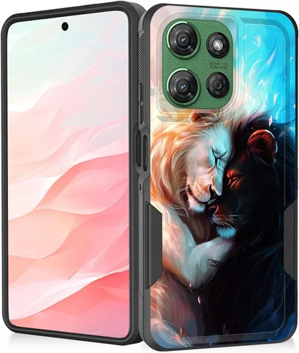 Vista 83 de Funda para Moto G Play 4G 2024, resistente de doble capa híbrida de policarbonato duro, goma suave, a prueba de golpes, funda protectora resistente