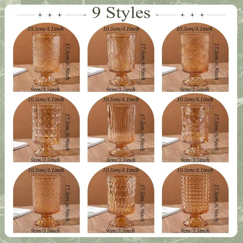Vista 3 de Juego de 9 jarrones de cristal en relieve para centros de mesa, botella transparente de vidrio hidropónico para el hogar, oficina, boda, comedor