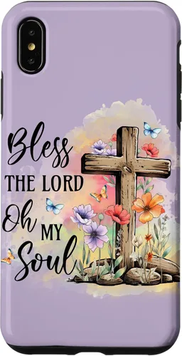 Vista 7 de Funda para iPhone 12 mini Bless The Lord Jesucristo Cross Purple Flower Butterfly Case