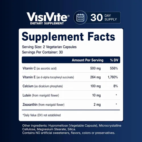 Vista 9 de VisiVite Vitaminas para los ojos AREDS 2 formuladas por médicos, sin zinc