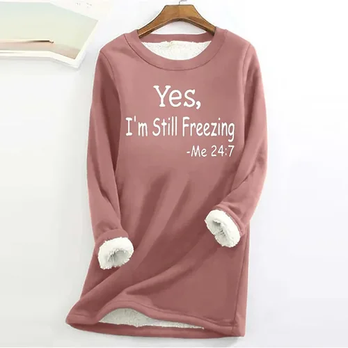 Vista 2 de Aopirta Sudaderas de invierno para mujer 2023 con forro polar y cuello redondo